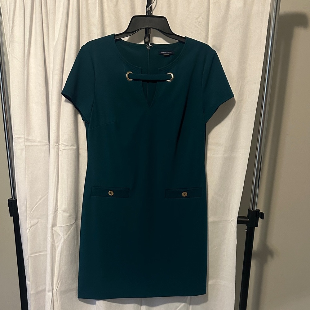 Tommy Hilfiger Teal Mini Dress with Gold Details